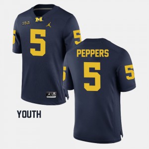 Youth(Kids) #5 Jabrill Peppers college Jersey - Navy Alumni Football Game Michigan