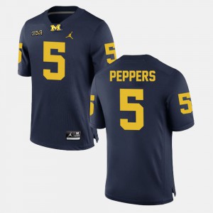 Men's Wolverines Alumni Football Game #5 Jabrill Peppers college Jersey - Navy