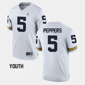 Youth #5 Michigan Wolverines Alumni Football Game Jabrill Peppers college Jersey - White