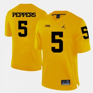Men's Michigan #5 Football Jabrill Peppers college Jersey - Yellow
