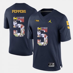 Men's Player Pictorial #5 Michigan Jabrill Peppers college Jersey - Navy Blue