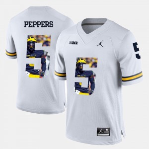 Men's Player Pictorial U of M #5 Jabrill Peppers college Jersey - White