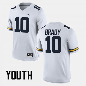 Kids Alumni Football Game #10 Wolverines Tom Brady college Jersey - White