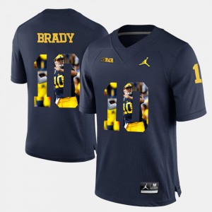 Men's Player Pictorial #10 Michigan Wolverines Tom Brady college Jersey - Navy Blue