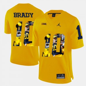Men's #10 University of Michigan Player Pictorial Tom Brady college Jersey - Yellow